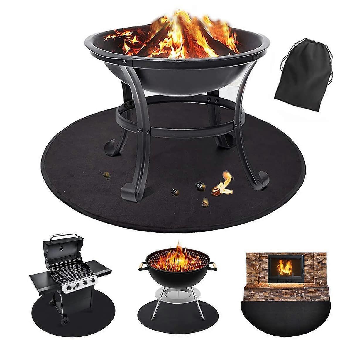 36 Inch Round Fire Pit Mat and Grill Mat, Fireproof DoubleSided Deck Protector, Waterproof OilProof for Outdoor BBQ