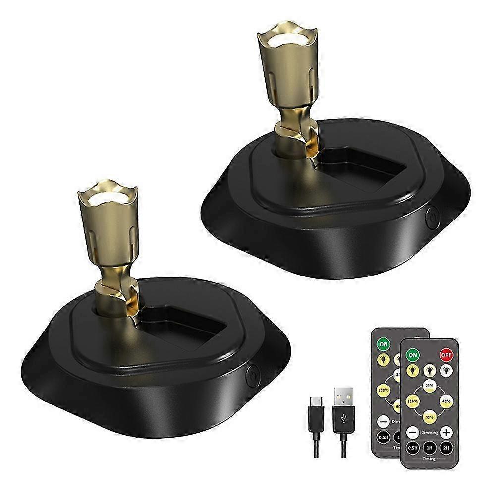 2 Set Wireless LED Spotlight with Remote Control, Timer, and Adjustable Brightness Compatible With Indoor Lighting