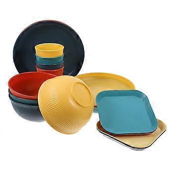 Juego de vajilla para acampar al aire libre, 1 juego de platos, tazas y cuencos, calidad irrompible.
