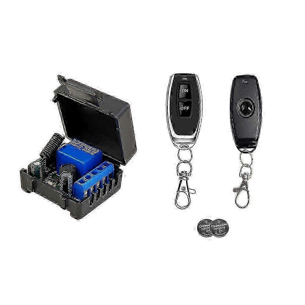433MHz RF Wireless Switch Receiver DC 12V Single Relay Module with 2 Remote Controls, Compatible with 1527/2262 Encoding