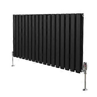 Oval Column Radiator 600mm x 1020mm & TRV Chrome Valves Modern Designer Double Panel Central Heating