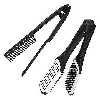 V Shaped Hair Straightener Comb Ergonomic Grip Straightening Brush for Curly Wavy Hair Salon Home Use Styling Tool Multicolor
