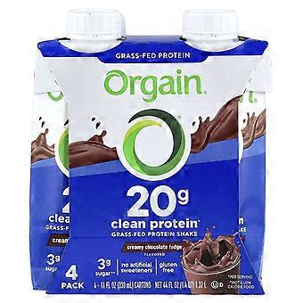 Orgain, boisson protéinée Clean Grass-Fed, saveur fudge au chocolat crémeux, paquet de 4, 330 ml (11 oz liq.) chacun, paquet de 2