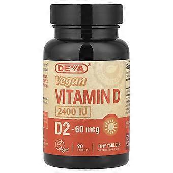 Deva, Vegan Vitamin D2, 60 mcg (2,400 IU), 90 Tablets, 3-Pack