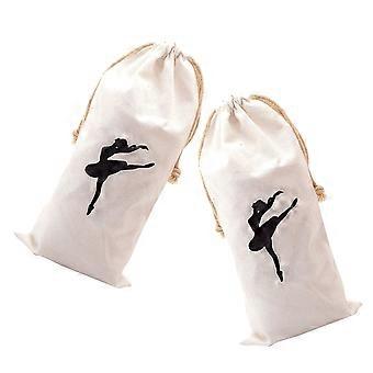 2Pcs Pointe Shoe Bags Ballet Drawstring Bags Canvas Dance Bags Ballet Shoes Storage Bags