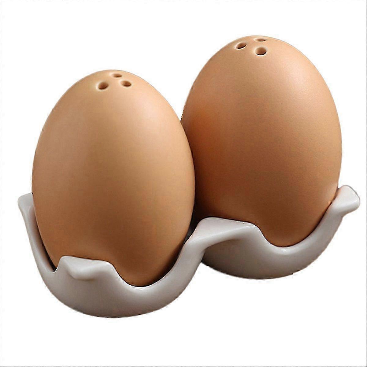 Ceramic Salt and Pepper Shaker Set, Mini Brown with Stand