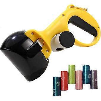 Pet Pooper Scooper, Portable Dog Poop Scooper,with 6 Bag Environmentally Friendly ABS Light Weight to Carry Out for Grass/Dirt/Lawns Waste Pick Up for