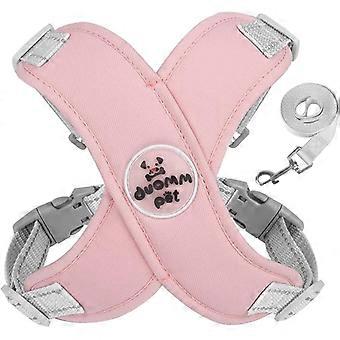 No Pull Dog Harness and Leash Set for Medium Sized Dog, Soft Fabric Tactical Dog Vest Harnesses (Pink, Medium)