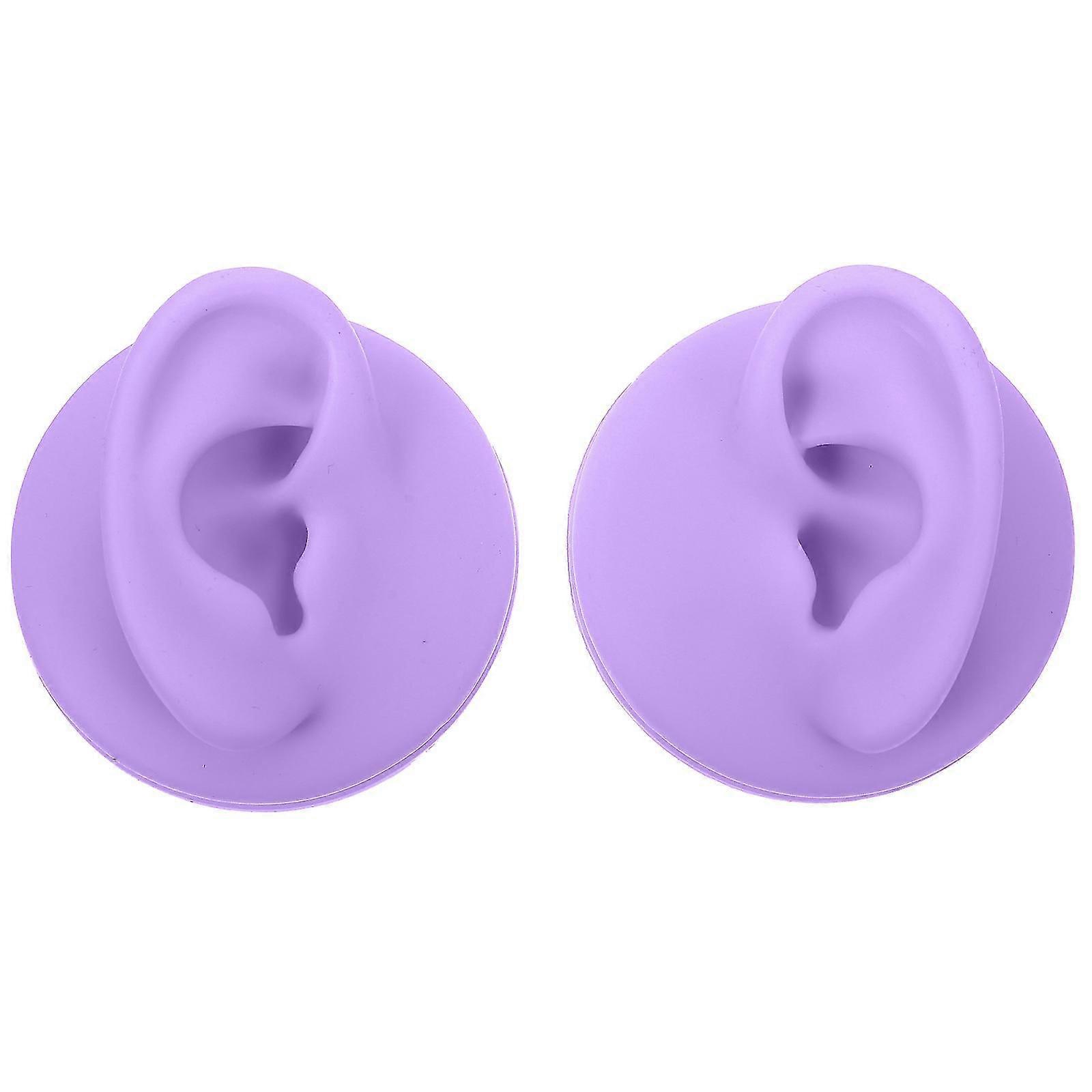2pcs Silicone Ear Models Simulation Human Ear Models Ear Piercing Models