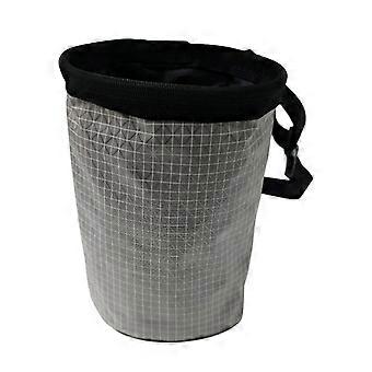 Climbing Chalk Bag Silver Gray with Wide Drawstring Opening and Adjustable Waist Belt for Gym and Bouldering