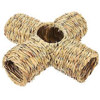Straw Woven Hamster Hiding Tunnel for Small Pets with Hamster Toy Tunnel