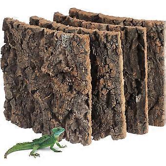 4 stk. korkbarkbakgrunn 15x15 cm, naturlig terrariumdekor for slange, øgle, skilpadde, syntetisk bark, reptilskjul og klatreplattform for terrarium