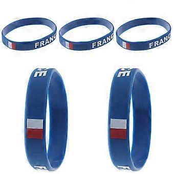 5PCS Nationale Vlag Bedrukking Armband Eco-vriendelijke Siliconen Armband Land Vlag Polsband Mode Sport Armband voor Vrouwen Mannen (Frankrijk Hoofdstad en 