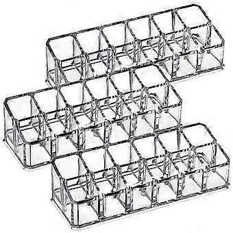 Delicate Lipstick Stand 3Pcs 12-Slot Organizer for Cosmetic Storage