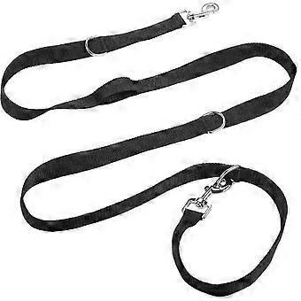 Training Leash for Dog and Cat, Adjustable 5 Lengths 1.1m - 2.15m, Double Leash for 2 Dogs, Strong Braided Leash, Black