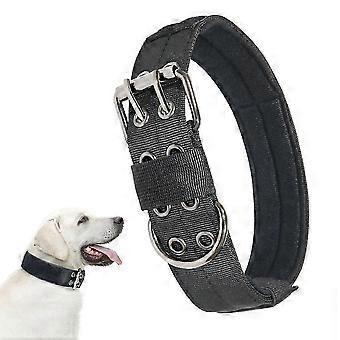 Militært justerbart hundehalsbånd med metal D-ring