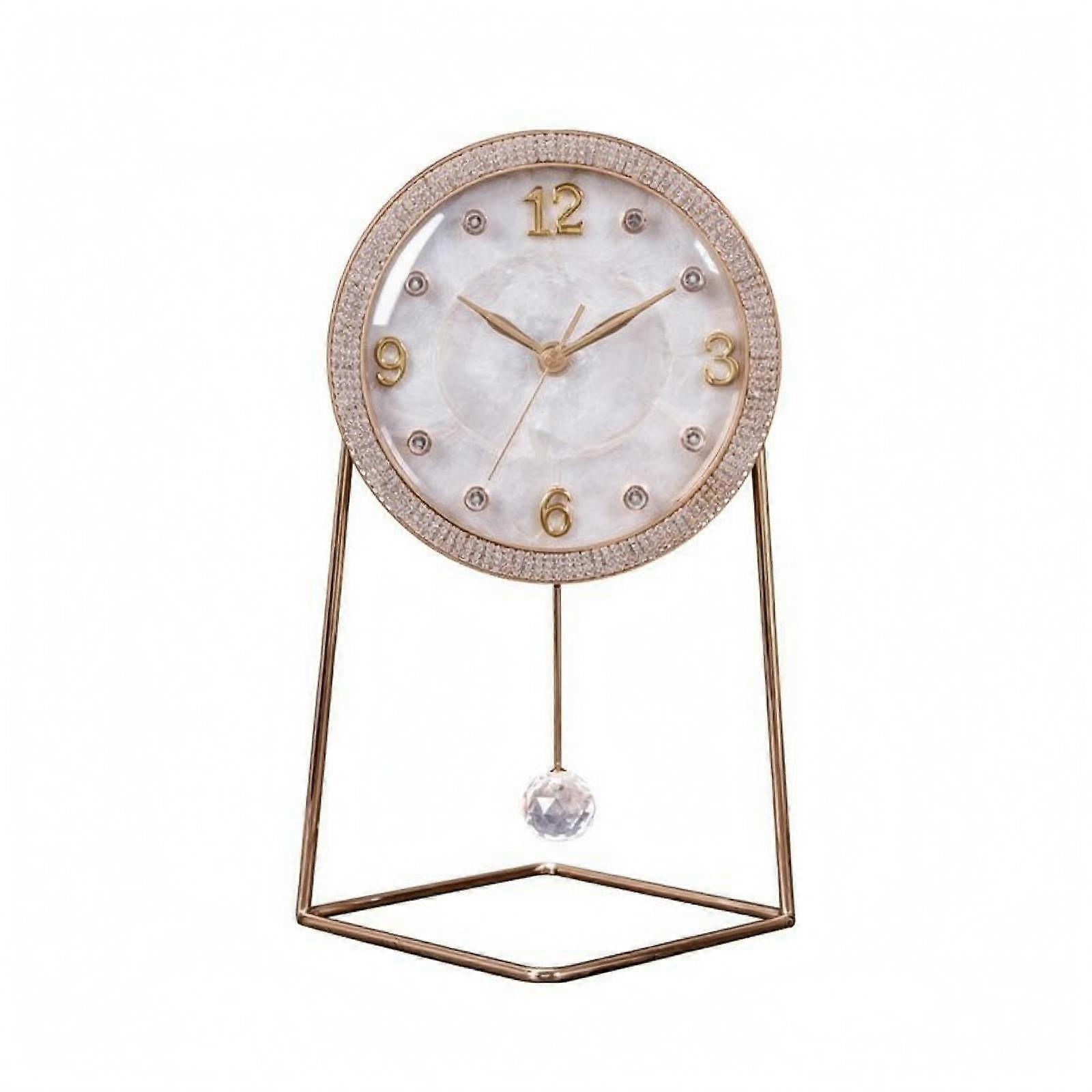 Pendulum Clock Sparkling Boarder Decorative Tabletop Clock Home Decor