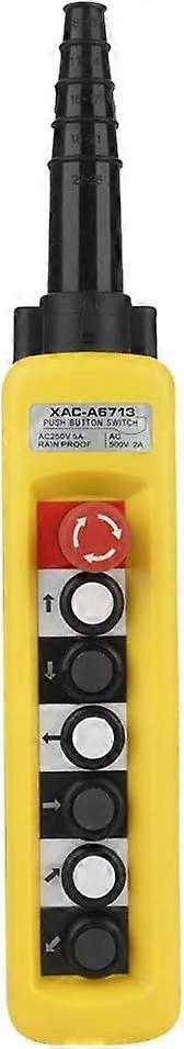 Hoist Push Button Switch Crane Hoist Control, Hoist Switch Control Controller Rainproof with Emergency Stop ABS Plastic w