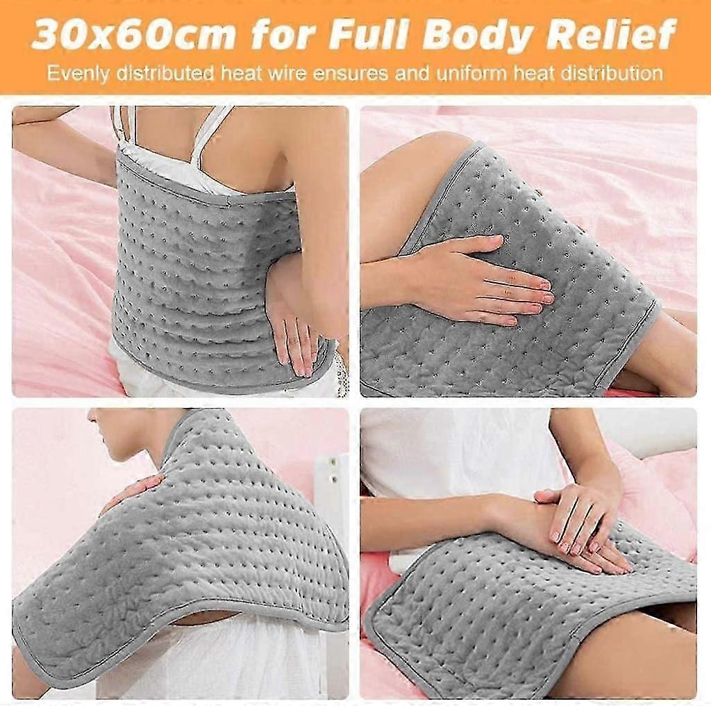 60x30cm Heating Pad Gray Auto Shut Off 6 Temperature Levels Time Setting Function