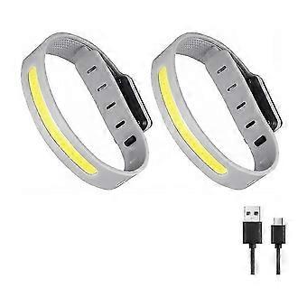 2PCS Armband Running Light with Reflective Arm Bands COB Bracelet Rechargeable Outdoor Flashing Safety for Night Runner