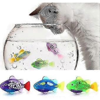 3pcs Robot Fish For Cats, Interactive Swimming Robot Fish Cat Toy For Indoor Cats Play with Led Light Plastic Fish Toy Gift - B