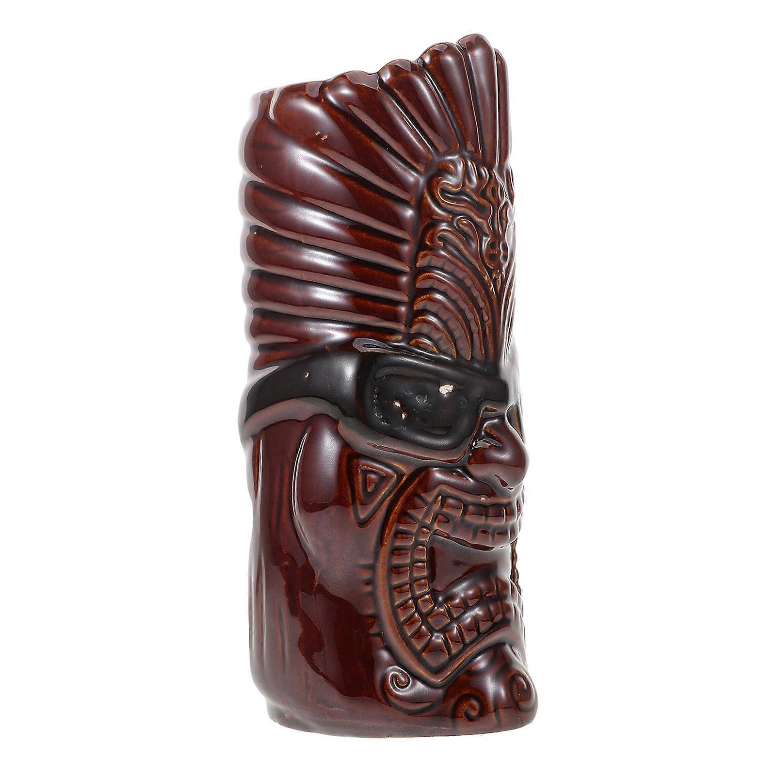 Tiki Cocktail Wine Cup for Drinking Water Camping Multi-Function Ceramic Cup
