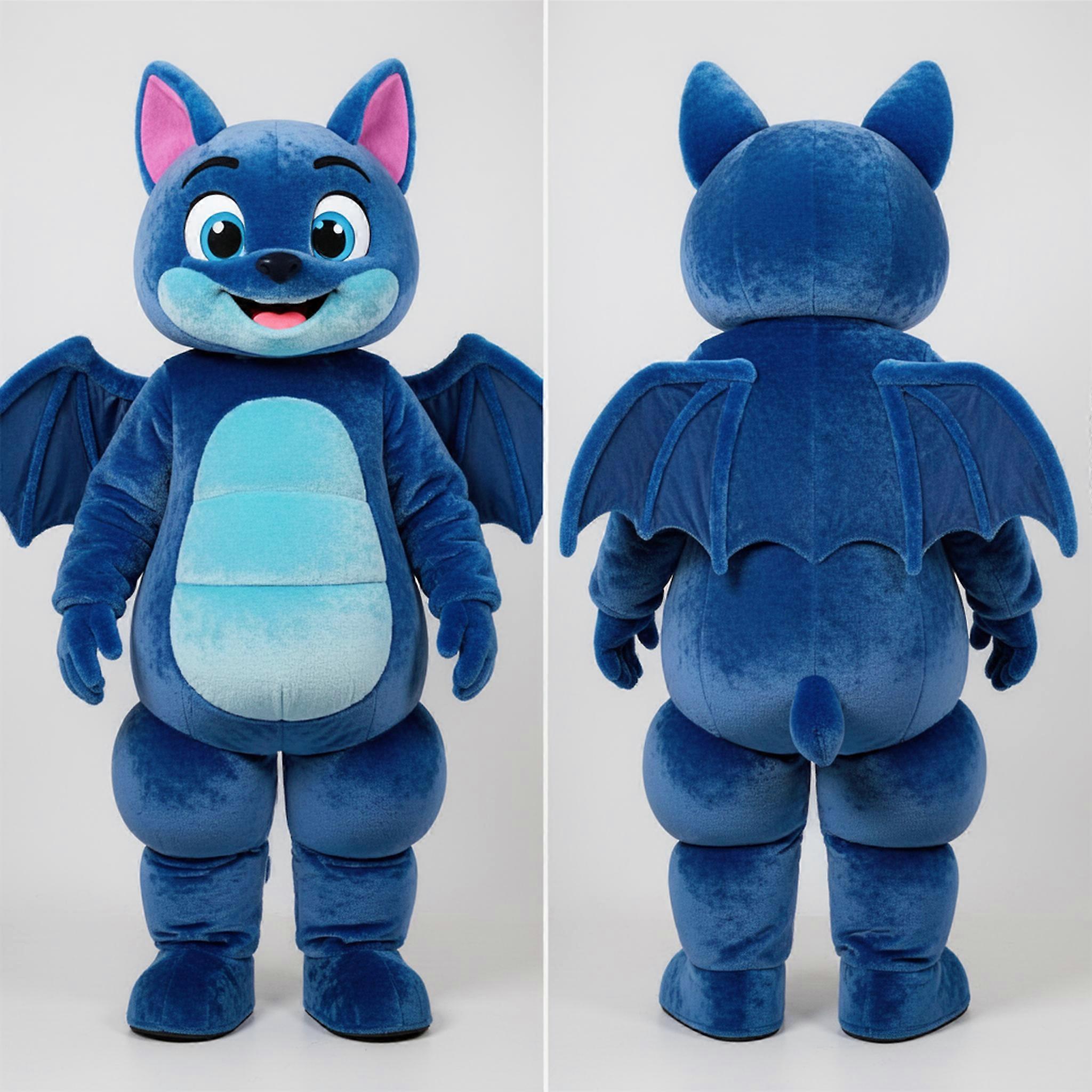 MASTICOT Velvet Blue Broad Winged Bat Mascot