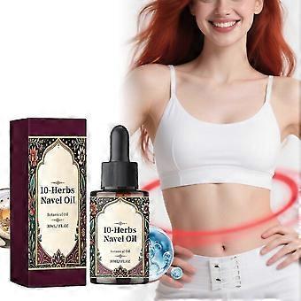 Aceite botánico para el ombligo 10Herbs 30 ml, aceite para el cuidado de la piel del ombligo, aceite corporal nutritivo para una piel suave y flexible y cuidado hidratante de los labios.
