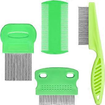 4 Pack Fine Tooth Lice Combs with Stainless Steel Teeth for Flea Removal