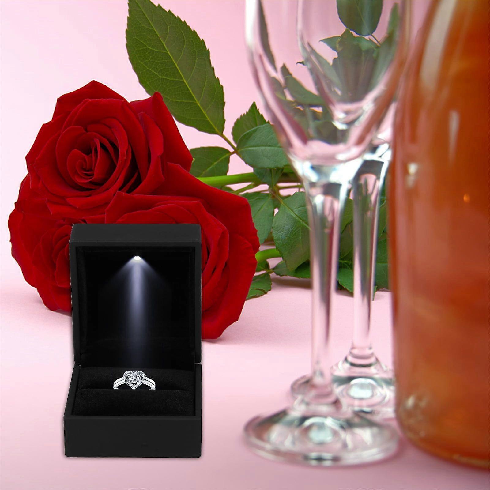 1pc LED Lighted Jewelry Box Proposal Ring Box Creative Ring Storage Case