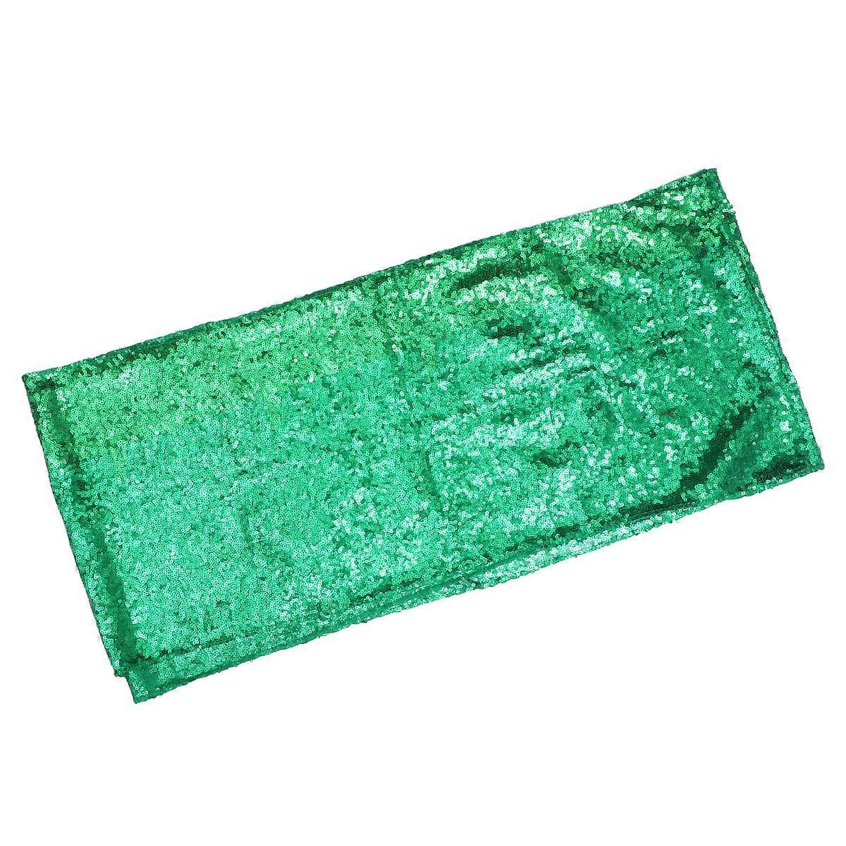 Green Table Runner Elegant Tablecloth for Party Use 3Pcs Sequin Table Covers