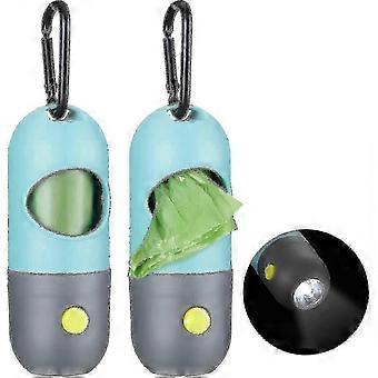 2 Pieces Portable Leak-proof Dog Poop Waste Bag Holder Dispenser, Built-in LED Flashlight Included