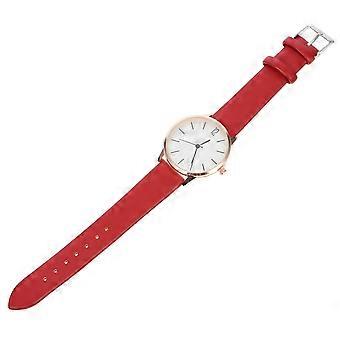 Girls Adjustable Watch for Leisure Use 2Pcs Red Strap Female Wrist Watch