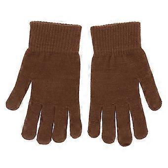 Gants d'hiver en tricot chauds, 1 paire, doigts entiers, couleur café