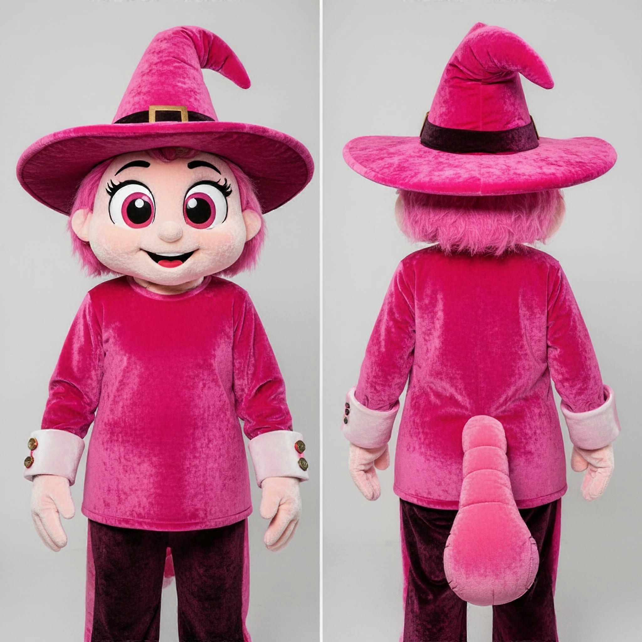 MASTICOT Pink Velvety Witch Mascot