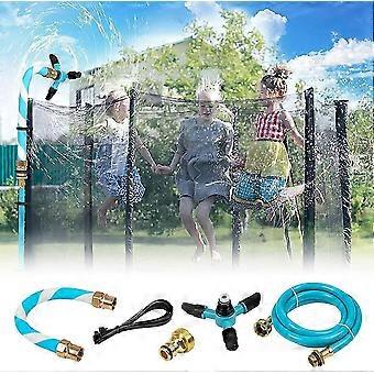 Trampoline Sprinkler, Outdoor Trampoline Water Park Sprinkler, Summer Water Fun Sprayer with Flexible Hose, 360 Degree Rotating NozzleBlue