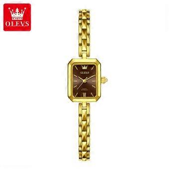 OLEVS 3691 Luxury    Fashion Popular  Elegant Stainless Steel Gold Lady Business Waterproof  Woman Square Watch