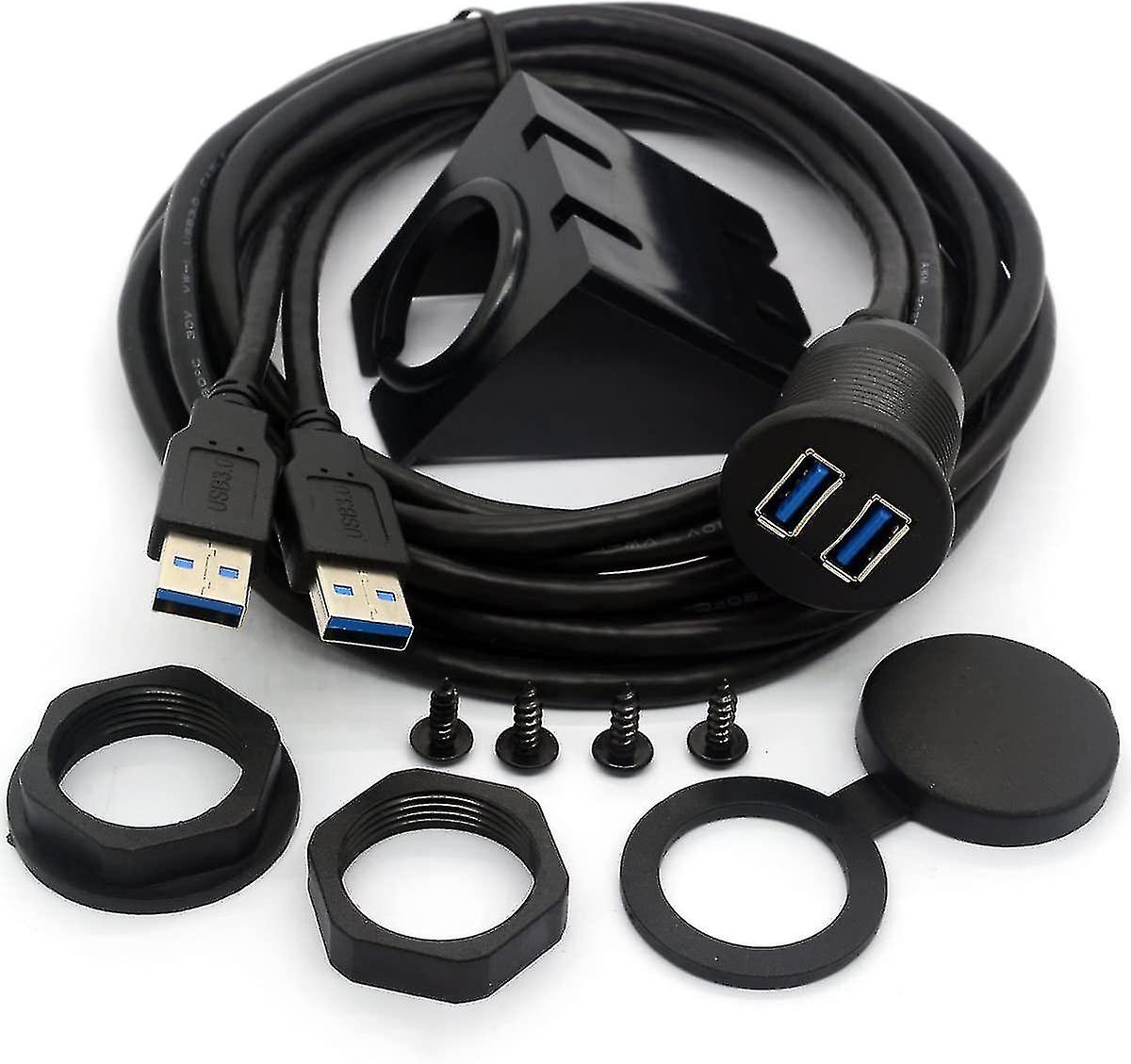 Centbest Usb 3.0 Flush Mount Cable, Dual Usb Flush Dash Panel Mount Cable