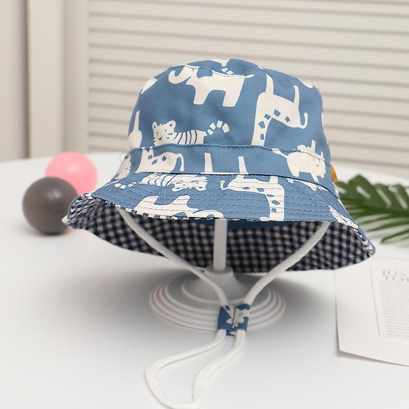 Toddler Sun Hat Cute Print Summer Beach Hat with Adjustable Chinstrap for Kids Head Circumference:48cm