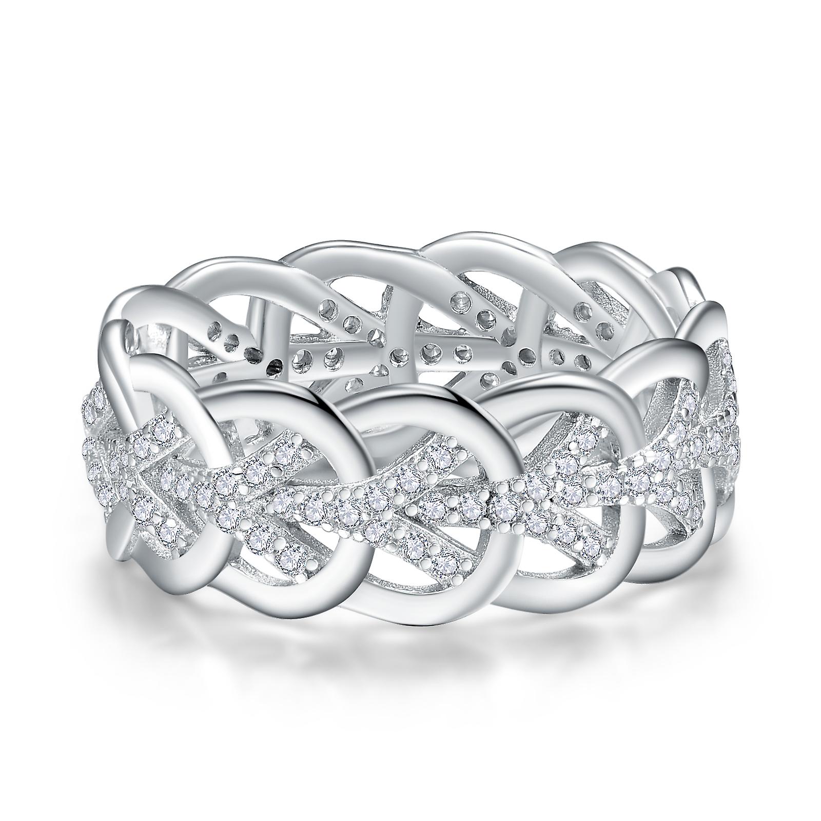 Bonlavie 925 Sterling Silver Ring Hollow Weave Zirconia For Women Gift Birthday Wedding