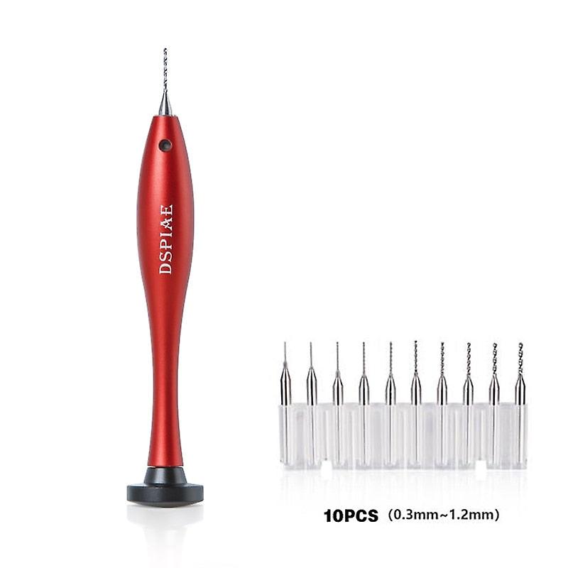 At-hd Multi-function Hand Tool Metal Hand Drill 0.3~1.2mm Tool Set Craft Tools Accessory 10pcs For Woodworking Red