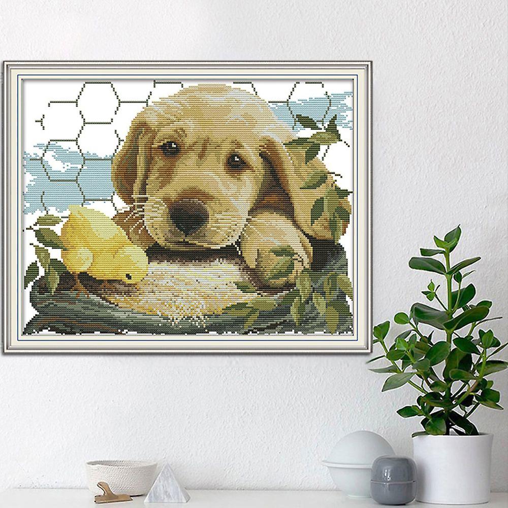 Stamped Cross Stitch Kits - Cute Puppy And Chick Pattern 51x40cm 11ct