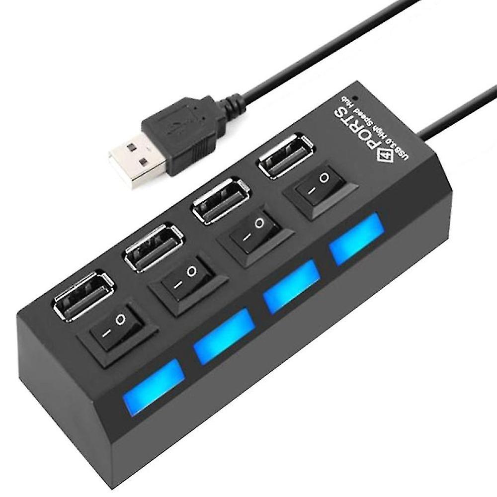 4 Ports Usb Hub Splitter Usb 2.0 Hub Led With 4 On/off Switches For Tablet Laptop Computer Notebook