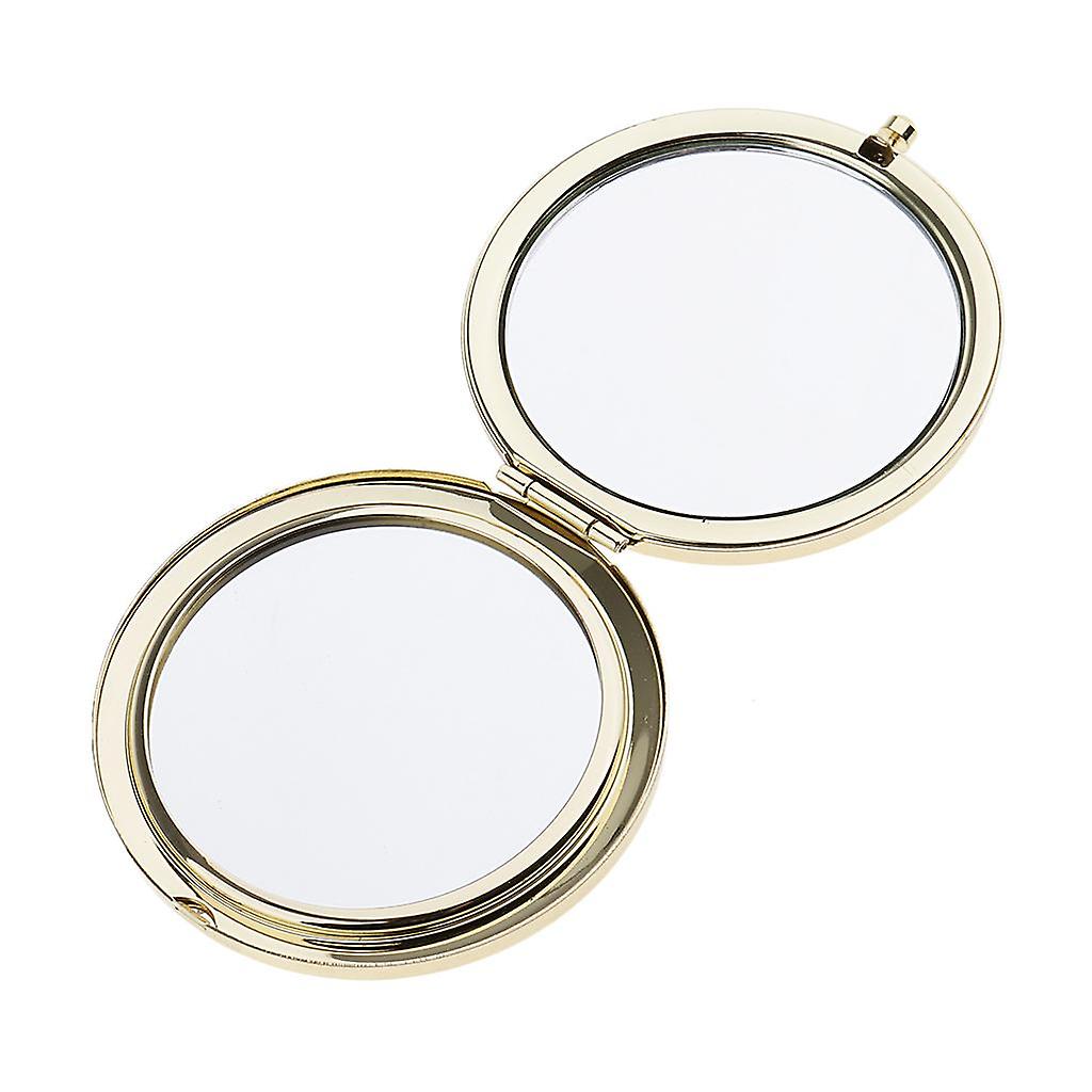 1pc Travel Premium Folding Pocket Compact Makeup Mirror Two-Sided Gold