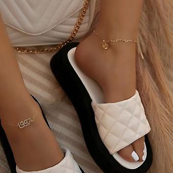 Damen Casuals Plus Size Sandalen PU Leder Atmungsaktiver Slipper Geeignet für Camping Indoor Walking