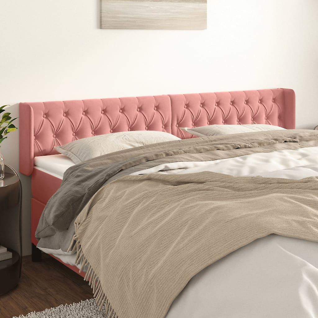 Headboard with Ears Pink 203x16x78/88 cm Velvet