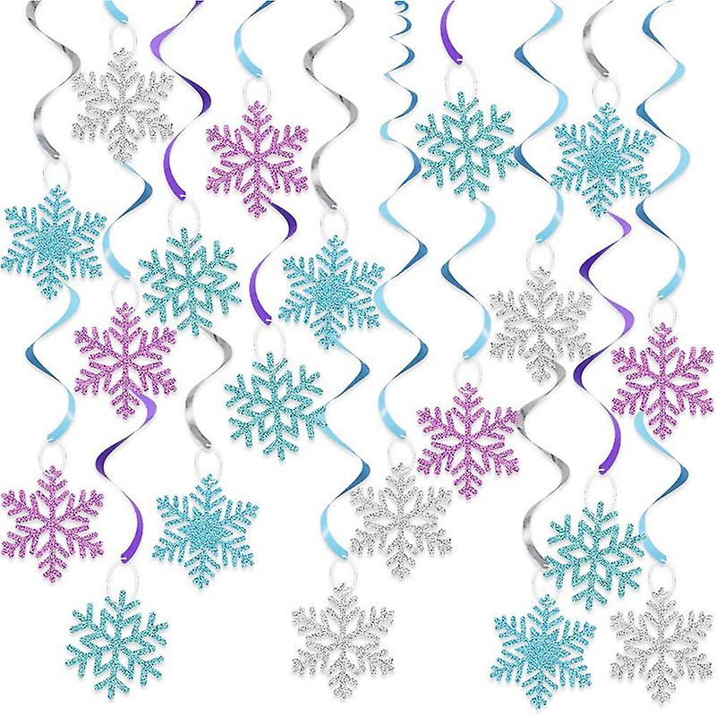 20Pcs Christmas Winter Snowflake Hanging Swirls Party Decoration