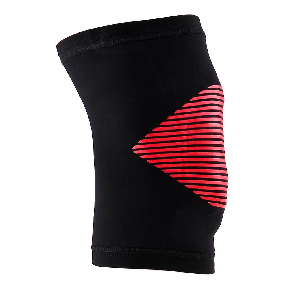 Knee Sleeve Compression for Running Weightlifting Powerlifting Black Red L