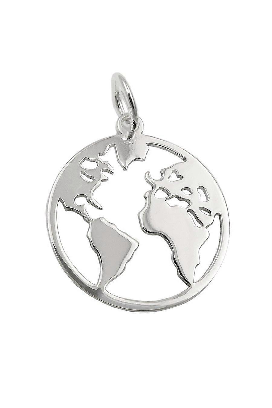 Pendant World Atlas Polished Silver 925 - Gl93935