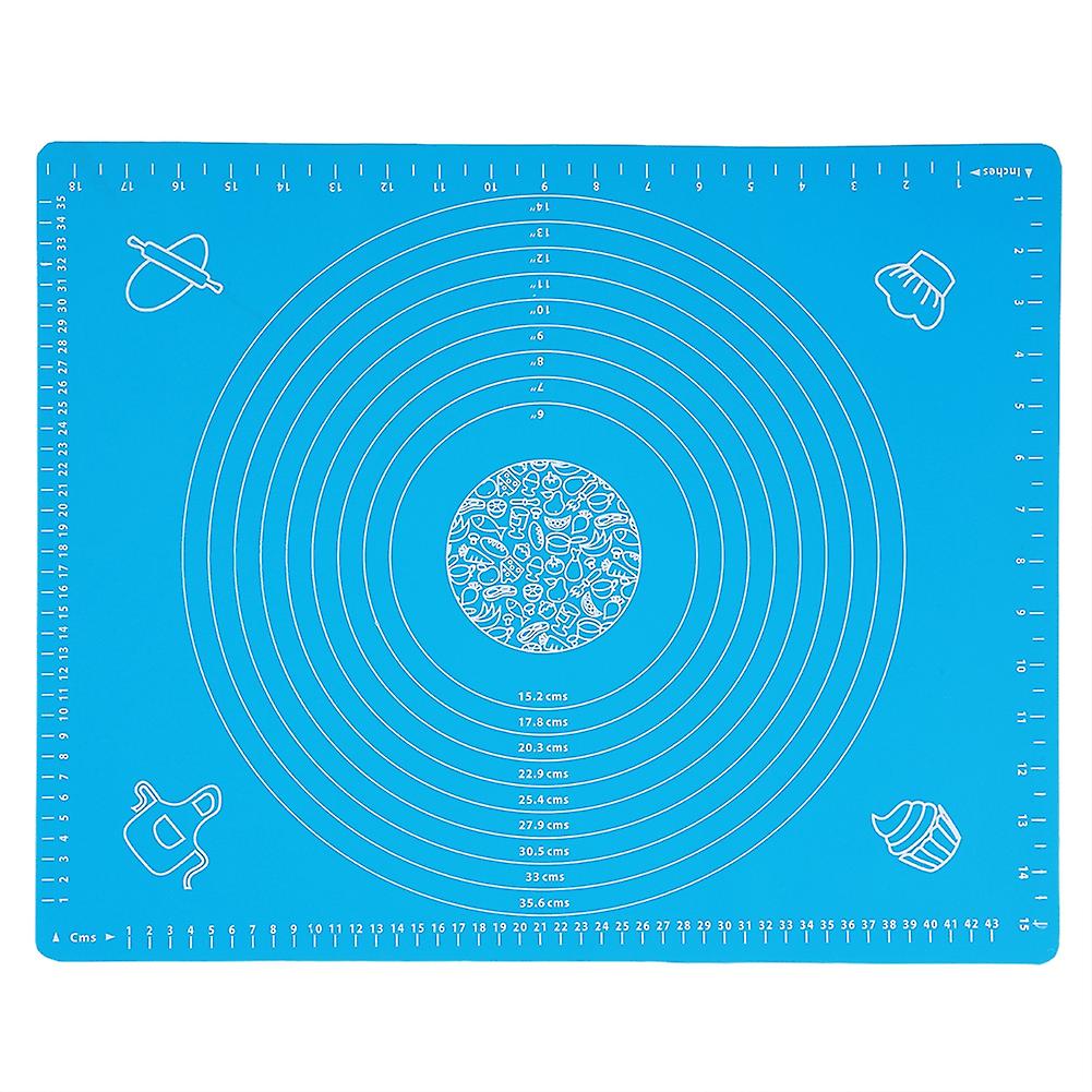 Tapis de cuisson en silicone épais pour pâte à rouler, avec échelles, outils de pâtisserie DIY, bleu, 40 x 50 cm